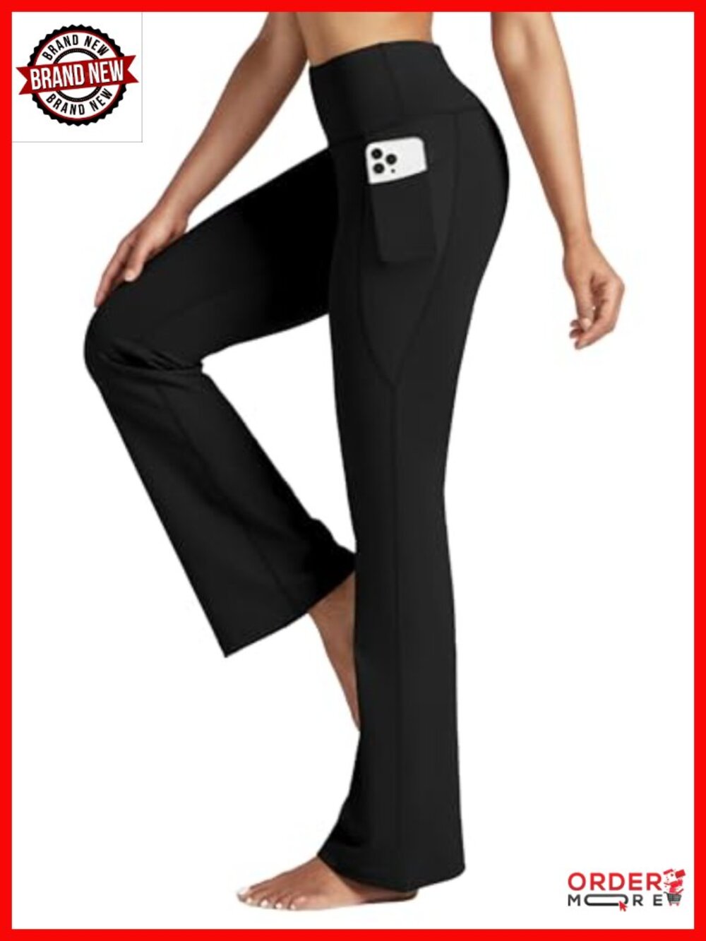 High Waist Flare Leggings Yoga Pants with Pockets 27/29/31/33 Inseam